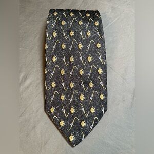 Robert Talbott Studio Gray Gold Blue Geometric Silk Tie